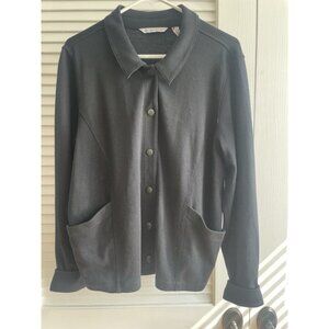 Isaac Mizrahi Live Snap-up Long Sleeve Collard Black Women's Soft Jacket Sz L
